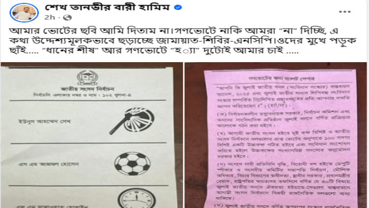 আইন লঙ্ঘন করে গোপন বুথে ছবি তুলে প্রকাশ করলেন ছাত্রদল নেতা হামিম